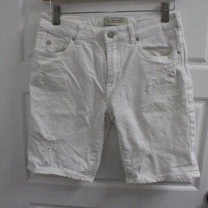 3/$30 Maison Scotch White Bermuda Shorts Embroidered Size 25 Slim Boyfriend